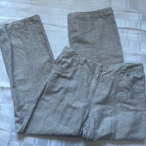 Animale Grey Semi-sheer Straight Leg Linen Blend Pants